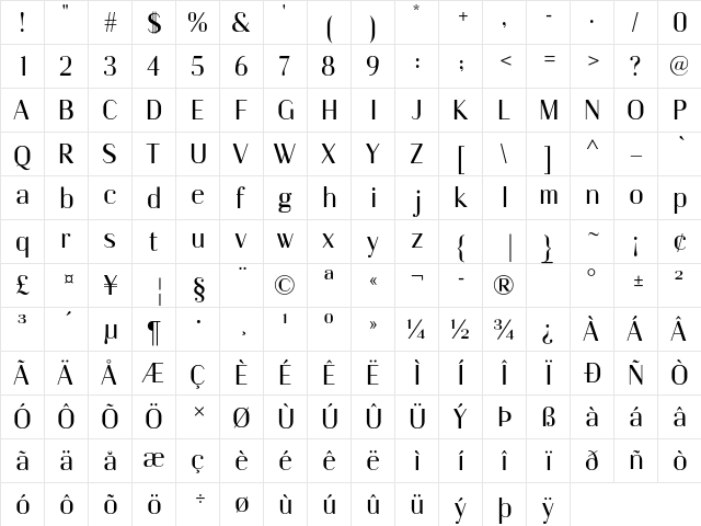 Kiyana Regular Regular  glyph index