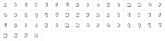 KR Bite Me Regular  glyph index