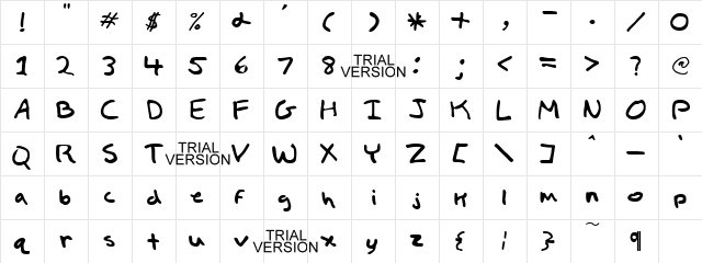Child's Play Trial Version Normal  glyph index