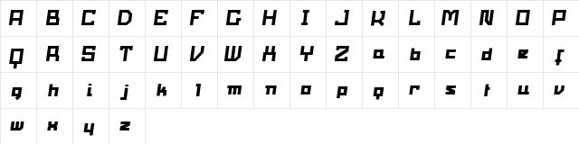 Bondage Medium Italic  glyph index