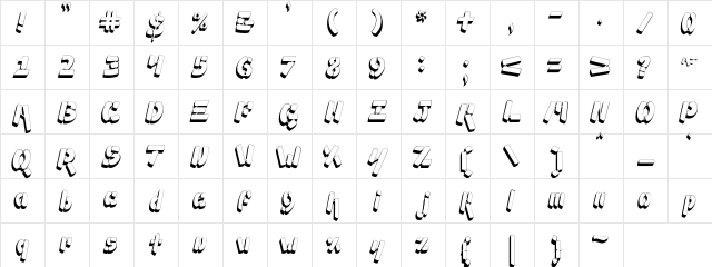 Ampad 3D2 Regular  glyph index