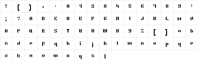 WLM Stencils Swashy Regular  glyph index