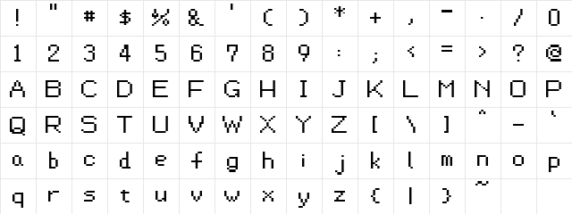 OneBitA10 Regular  glyph index