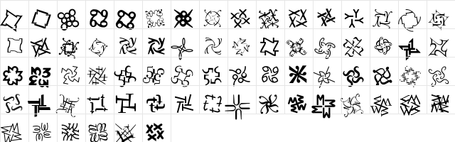 DementiaB Regular  glyph index