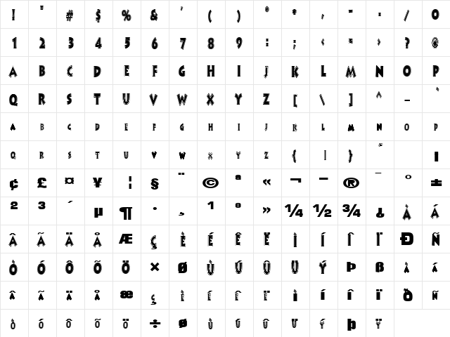 ArtistPursuit117 Bold  glyph index