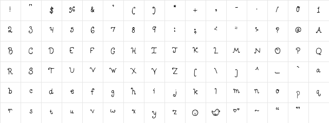 Bright Curls Medium  glyph index