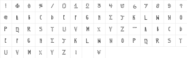 GrapeBlaster Regular  glyph index
