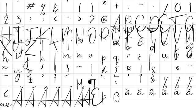 The Feeling Regular  glyph index