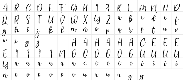 Nhadiem Elans Demo Regular  glyph index