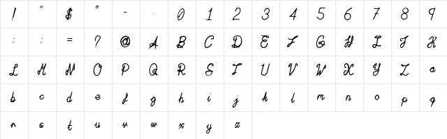 Acta:Amour Regular  glyph index