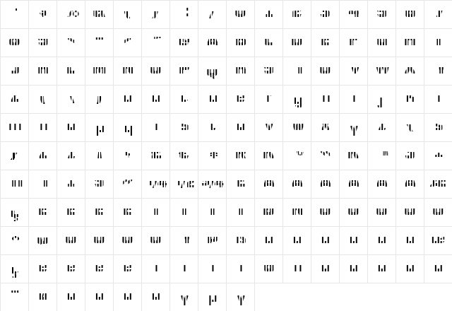 CFB1 American Patriot SOLID 2 Bold Italic  glyph index