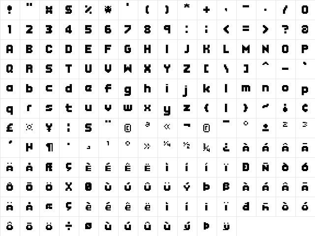 Endless Boss Battle Regular  glyph index