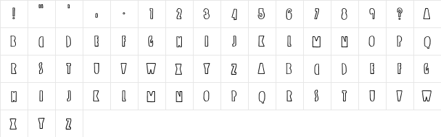 Up with the Birds Regular  glyph index