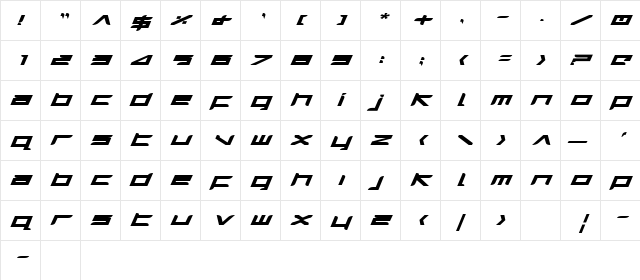 Harrier Bold Expanded Italic Bold Expanded Italic  glyph index