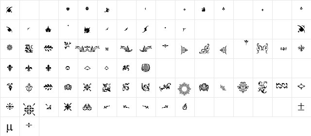 Fleurons Regular  glyph index