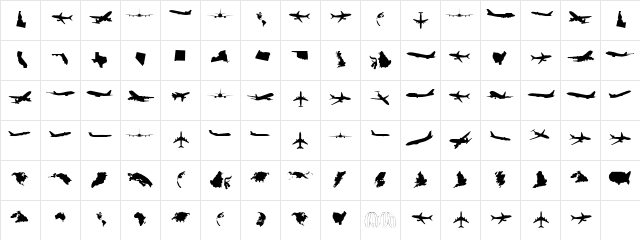 T-Air Regular  glyph index