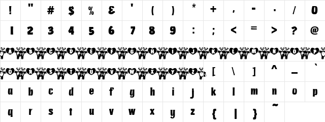 101! Panda's Dance Regular  glyph index