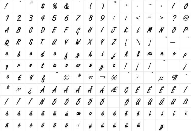 Casino Regular  glyph index