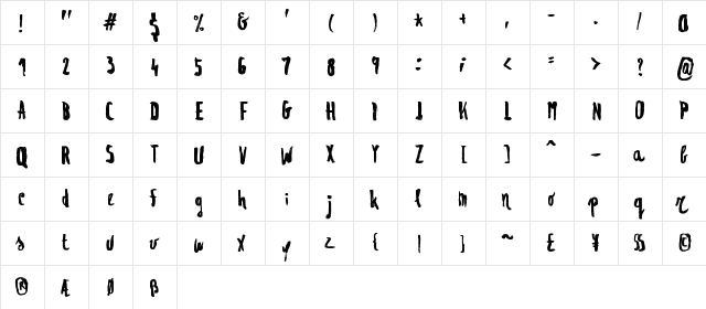 Regolith 1 Regular  glyph index