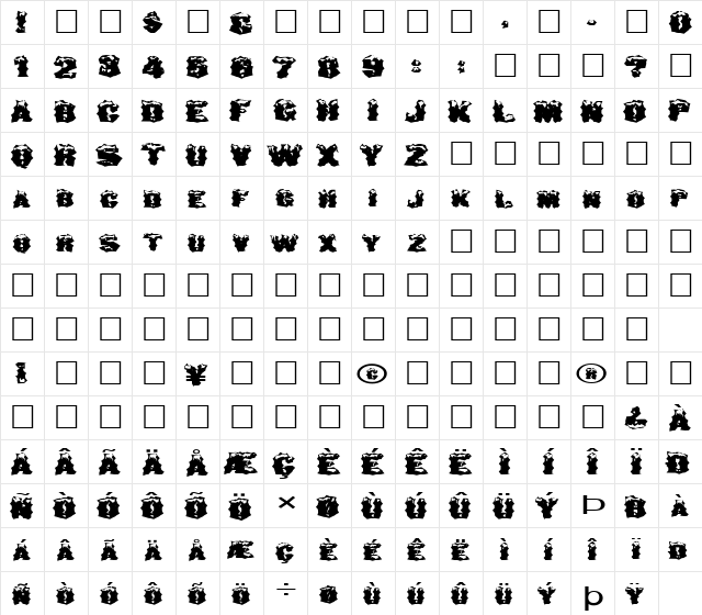 FZ WACKY 29 EX Normal  glyph index