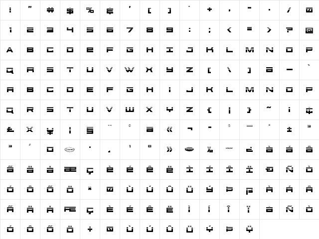 Future Forces Halftone Regular  glyph index