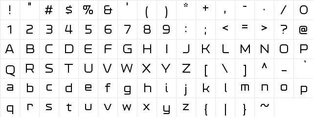 EndzoneTech-Medium Regular  glyph index
