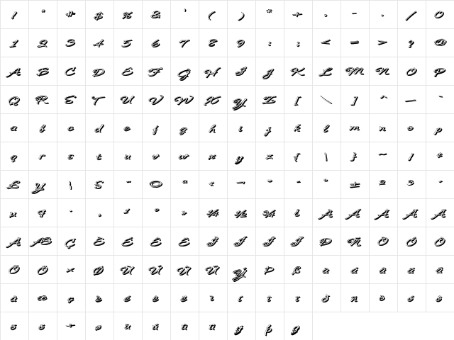B de bonita Rotulo  glyph index