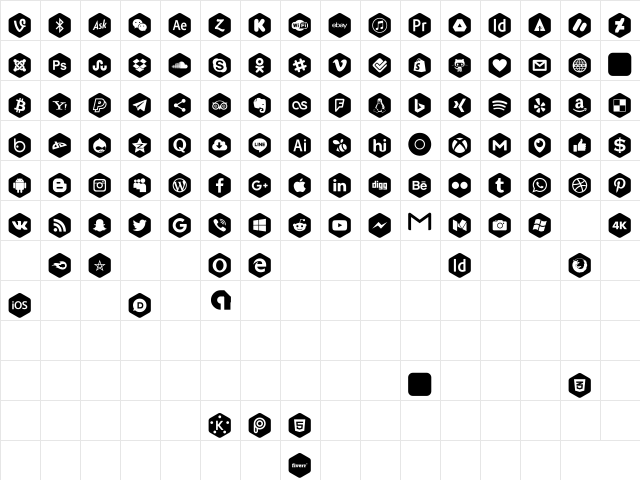 Social Color Pro Regular  glyph index