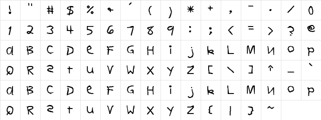DearTeacher-Nor Regular  glyph index