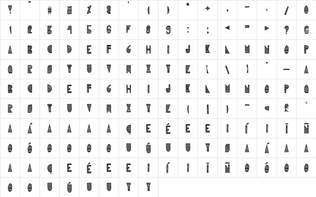 Karlie Elizabeth Regular  glyph index