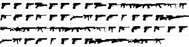 Guns Regular  glyph index