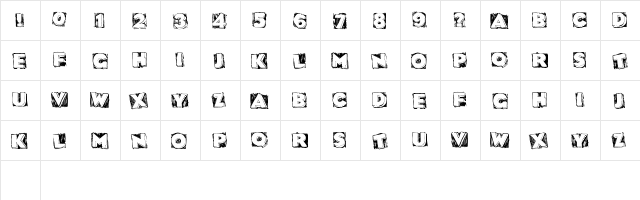 DatBox Regular  glyph index