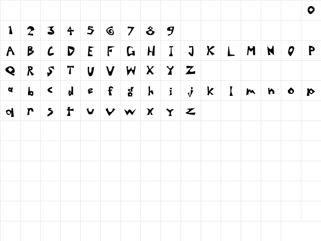 Speed Bump Regular  glyph index