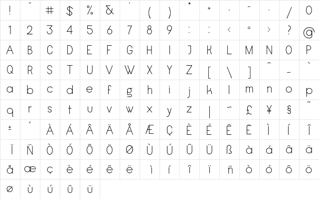 Narrenschiff Light  glyph index