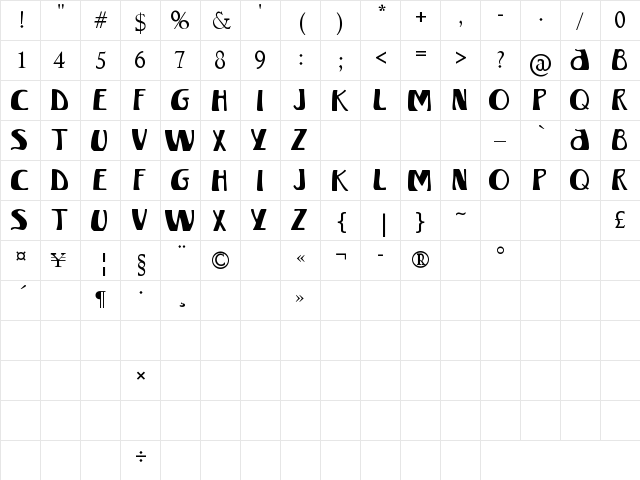 Winterland [MKII] Regular  glyph index