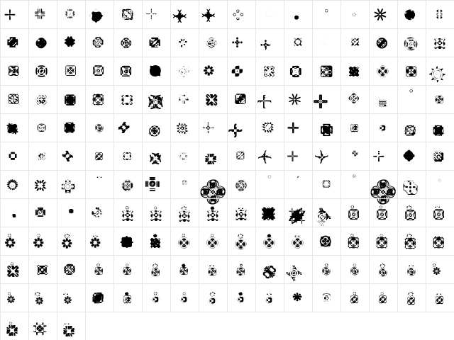 Ritual Regular  glyph index