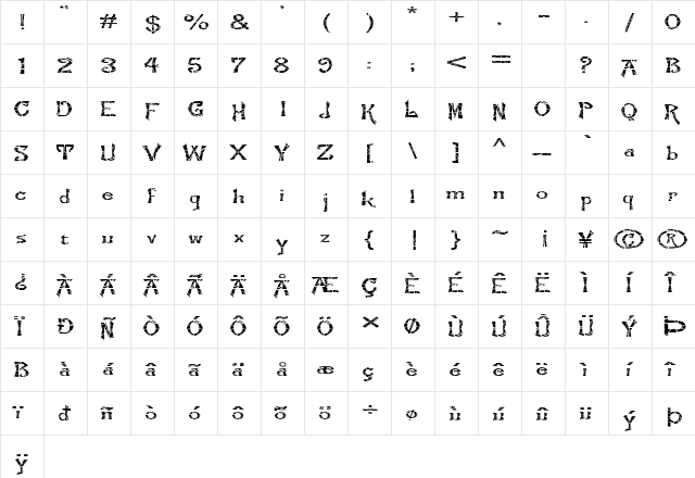 FZ JAZZY 21 CRACKED EX Normal  glyph index