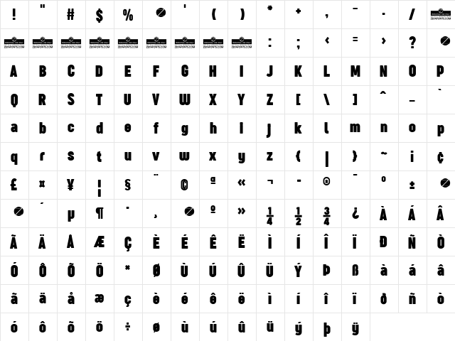 Sugo Pro Classic Trial Bold  glyph index