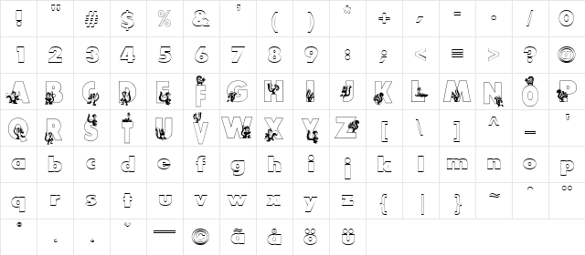 Smelly Regular  glyph index