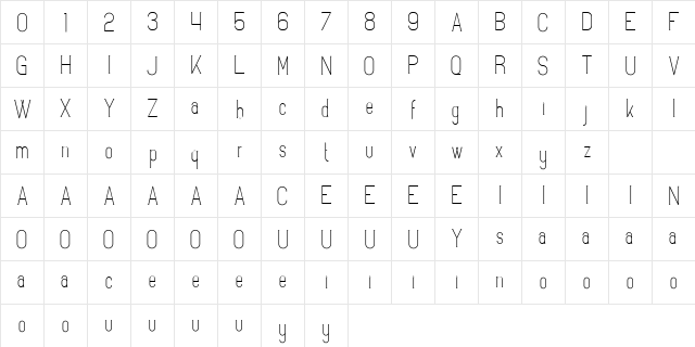 Varna Regular  glyph index