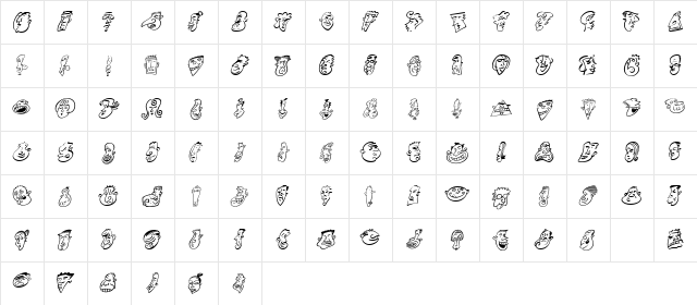 Mini Pics Head Buddies  glyph index