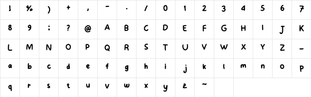 Cutie Serene Regular  glyph index