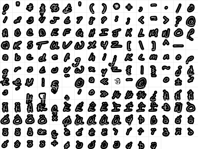 KathleenInline Regular  glyph index