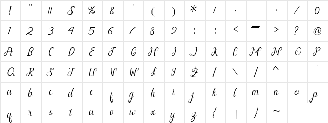Nayla Free Regular  glyph index