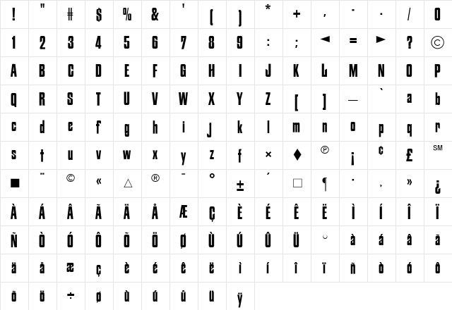 CgFiorello Medium  glyph index