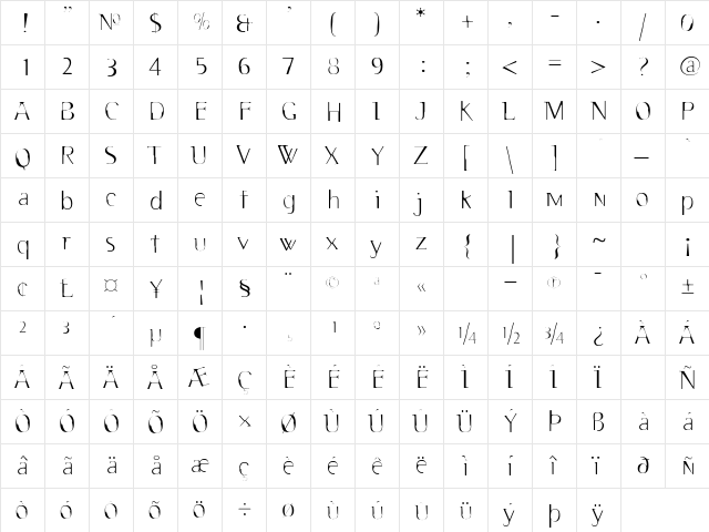 2RebelsDeux Light  glyph index