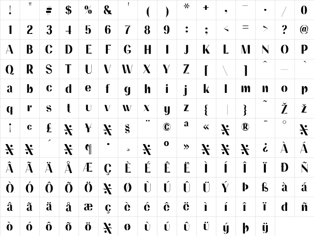 NumskillBold Regular  glyph index