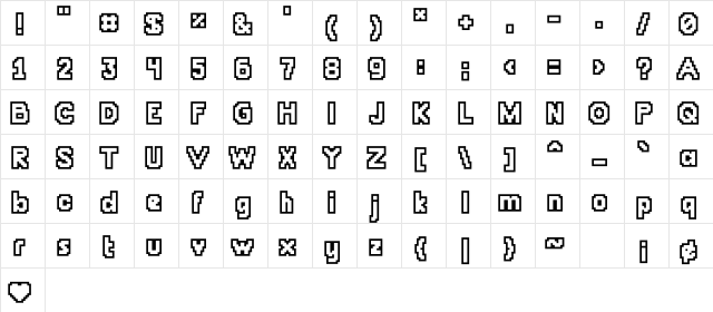 ChunkyDunkOutlin Medium  glyph index