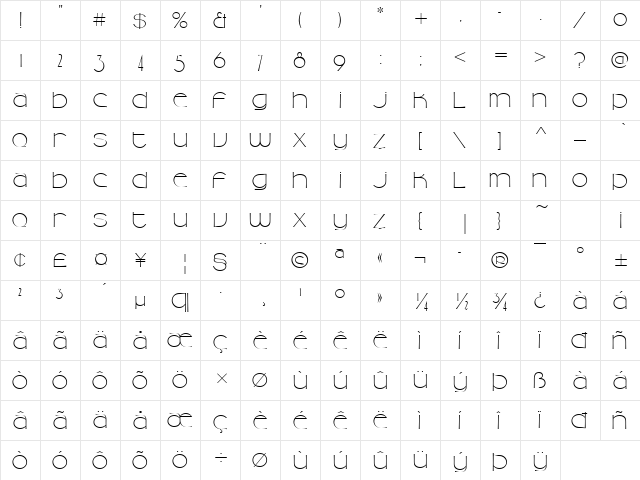 URWCampanusD Regular  glyph index