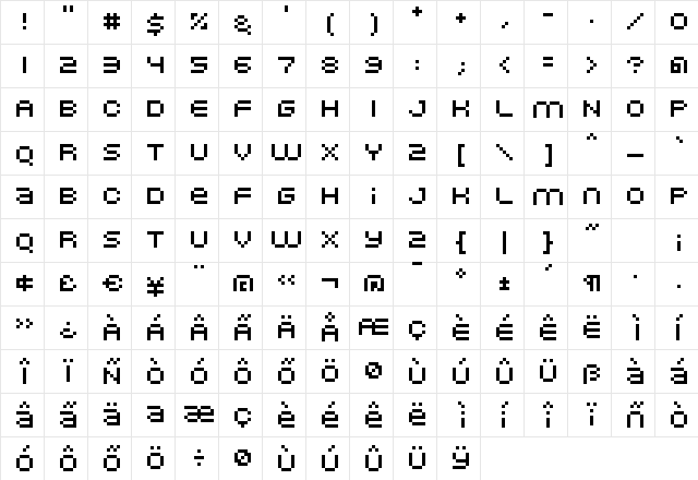 Nominal5 Regular  glyph index